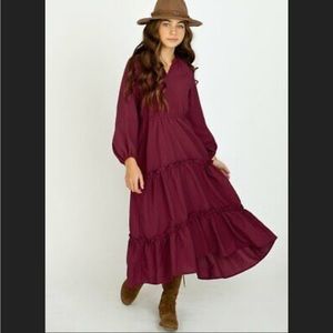 Joyfolie Mia Joy ashley dress in washed burgundy.